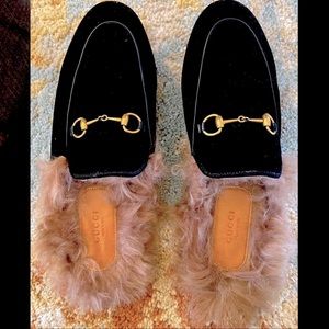 Authentic Black Suede Gucci Mules 40